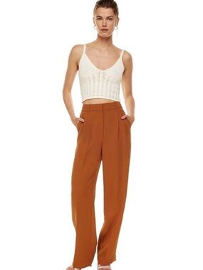 ARITZIA WILFRED EFFORTLESS WIDE LEG CRUISE LINEN OLD MONEY RUST TROUSERS NEW Sz4
